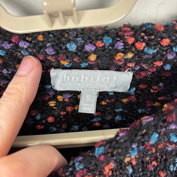 Habitat XLConfetti Pullover in Black multicolor boxy sweater mock neck - Picture 6 of 11